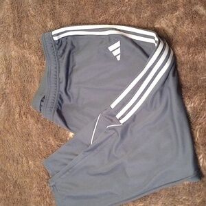 Adidas Men's Athletic Shorts in Gray with White Stripes